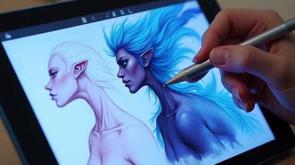 Boceto digital de personaje fantástico, Concept Art